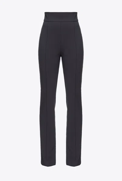 Pinko Pantalon Flare En Tissu Technique In Nero Limousine
