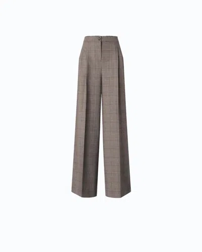Pinko Wide-leg Trousers With Checkered Pattern And Pleat Detail In Multi