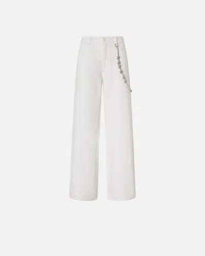 PINKO LOOSE WIDE-LEG TROUSERS WITH JEWEL CHAIN