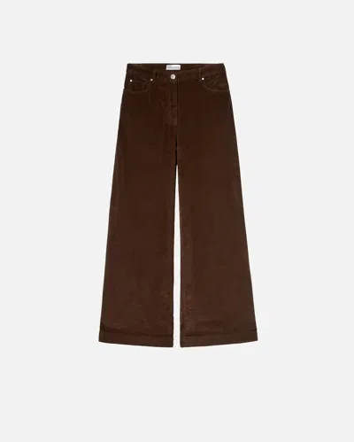 Pinko Corduroy Palazzo Trousers In Chestnut Brown