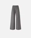 Pinko Long Wide-leg Wool-blend Trousers In Gray