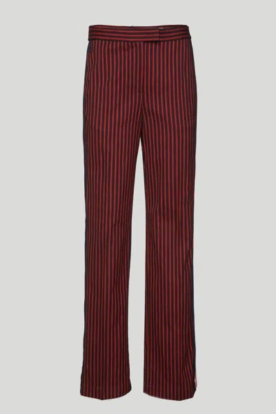Pinko Pantalone Gessato Rosso A Righe In Multicolore