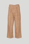 Pinko Pantalone In Velluto Cammello In Marrone