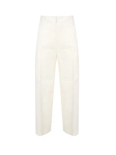 Pinko Pantaloni Crop In Lino In White