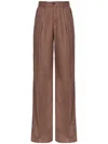 Pinko Logo-embroidered Straight-leg Trousers In Marrone