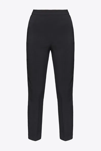 Pinko Slim-fit Trousers In Technical Stretch Crepe In Limo Black