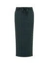 Pinko Drawstring Side-stripe Midi Skirt In Green