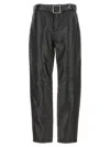Pinko Nappa Leather Long Trousers With Belt In Black