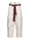 Pinko Oversize Cargo Trousers With Belt In Beige