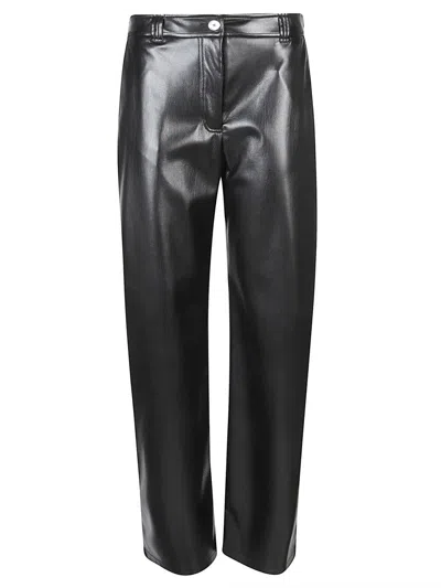 Pinko Leather-effect Trousers In Black