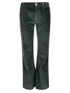 Pinko Green Pants With Plaque On The Front And Logo Patch On The Back In Corduroy Woman In Green