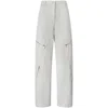 Pinko High-waisted Wide-leg Pants With Zippered Pockets In Grey