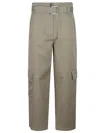 Pinko Stretch Cotton Gabardine Cargo Pants In Grey