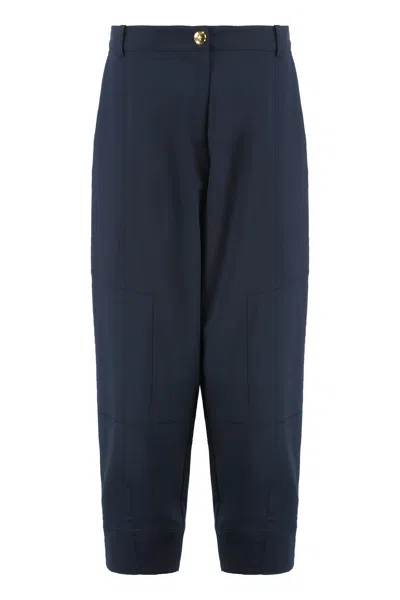 Pinko Pants Made Of Wool Blend In Blue