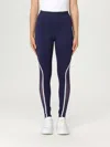 Pinko 'luna Piena' Blue Pants With Love Birds Diamond Cut Embroidery On The Front And Side Striped Detail