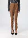 Pinko Pietanze Skinny Trousers With Adjustable Bottom In Brown