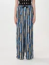 Pinko Striped Twill Pants In Gnawed Blue