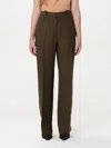 Pinko Green Pants With Belt Loops And Pleats In Viscose And Linen Blend Woman In Grün