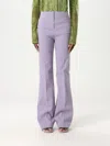 Pinko Stretch Linen Trousers With Crease In Lila