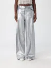 Pinko Lauryn Loose Coated Jeans In Laminated Silver In Silver