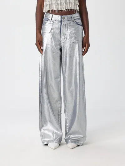 PINKO PANTS PINKO WOMAN COLOR SILVER,H53515061