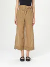 Pinko Wide Culotte Trousers In Light Fabric In タバコ