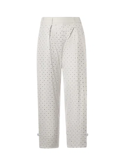 Pinko Pants With Rhinestones And Studs In Gray