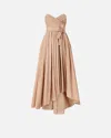 Pinko Strapless High-low Dress With Sweetheart Neckline In Brown