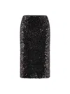 Pinko Pappacieca Pencil Skirt With Sequins In Black