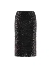 Pinko Pappacieca Pencil Skirt With Sequins In Black