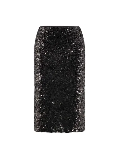 Pinko Pappacieca Pencil Skirt With Sequins In Black