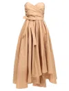 Pinko Strapless High-low Dress With Sweetheart Neckline In Brown