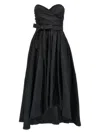 Pinko Parrot Bow Draped Floor-length Pleated Dress In Black