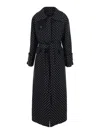 Pinko Paquita Black Rhinestoned Coat With Belt In Wool Blend Woman In Black