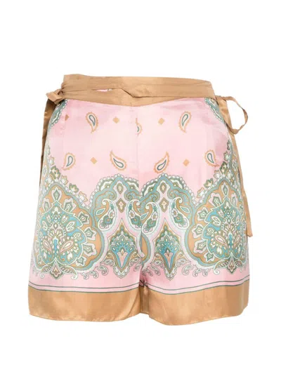 Pinko Pareo Shorts Da Mare Merengue Rosa E Marrone
