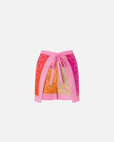 Pinko - Pareo Shorts With Love Birds Logo In Multi