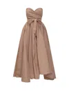 Pinko Crossed Neckline Taffeta Dress In Brown