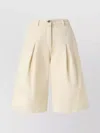 Pinko Wide Cotton Bermuda Shorts With Pockets