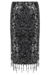 Pinko Pencil Skirt With Sequins And Crystals In Black