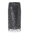 Pinko Pencil Skirt With Sequins And Crystals In Black