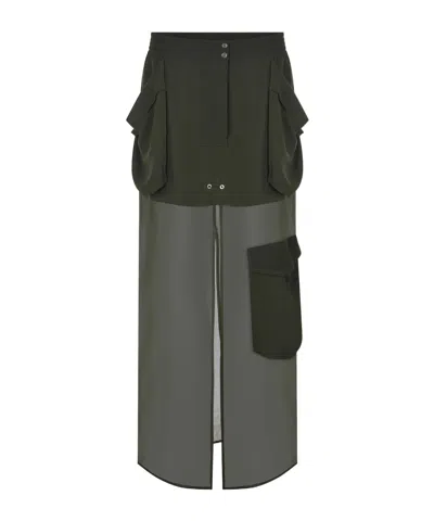 Pinko Patchwork Dress In Green