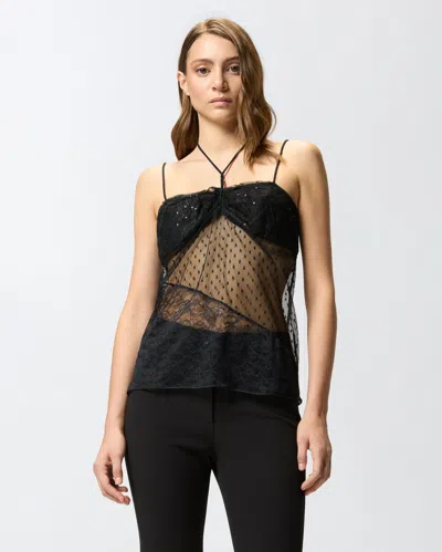 Pinko Top In Pizzo Effetto Patchwork In Multi
