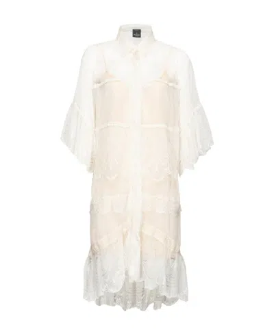 Pinko Patchwork Lace Shirt Dress In White