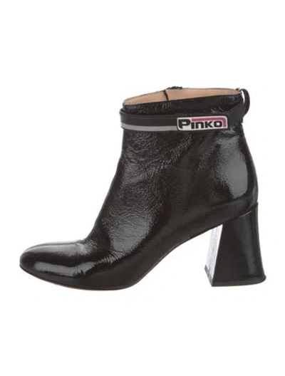Pre-owned Pinko Patent Leather Boots In Black