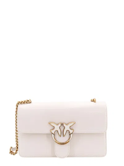 Pinko Patent Leather Shoulder Bag With Love Birds Buckle In White