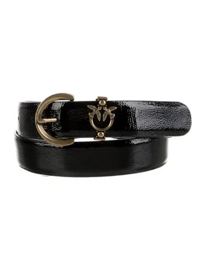 Pre-owned Pinko Patent Leather Waist Belt In Black