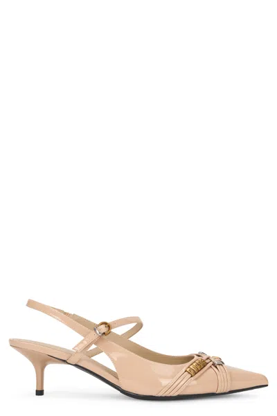 Pinko Patented Leather Sandals In Neutral