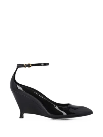 Pinko Black Pointed-toe Patent Leather Wedge Pumps