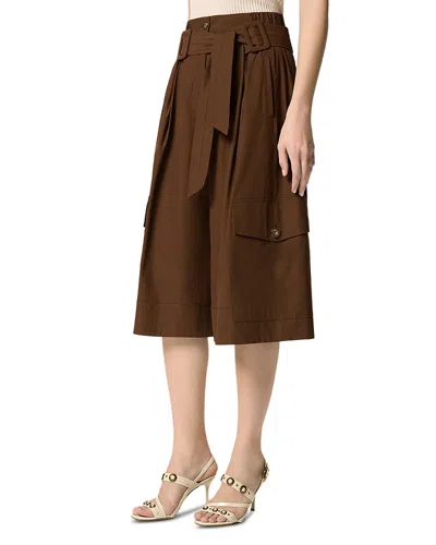 Pinko Patricia Bermuda Cotone Fluido Shorts In Brown