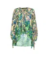 Pinko Leaf-print Blouse In Green